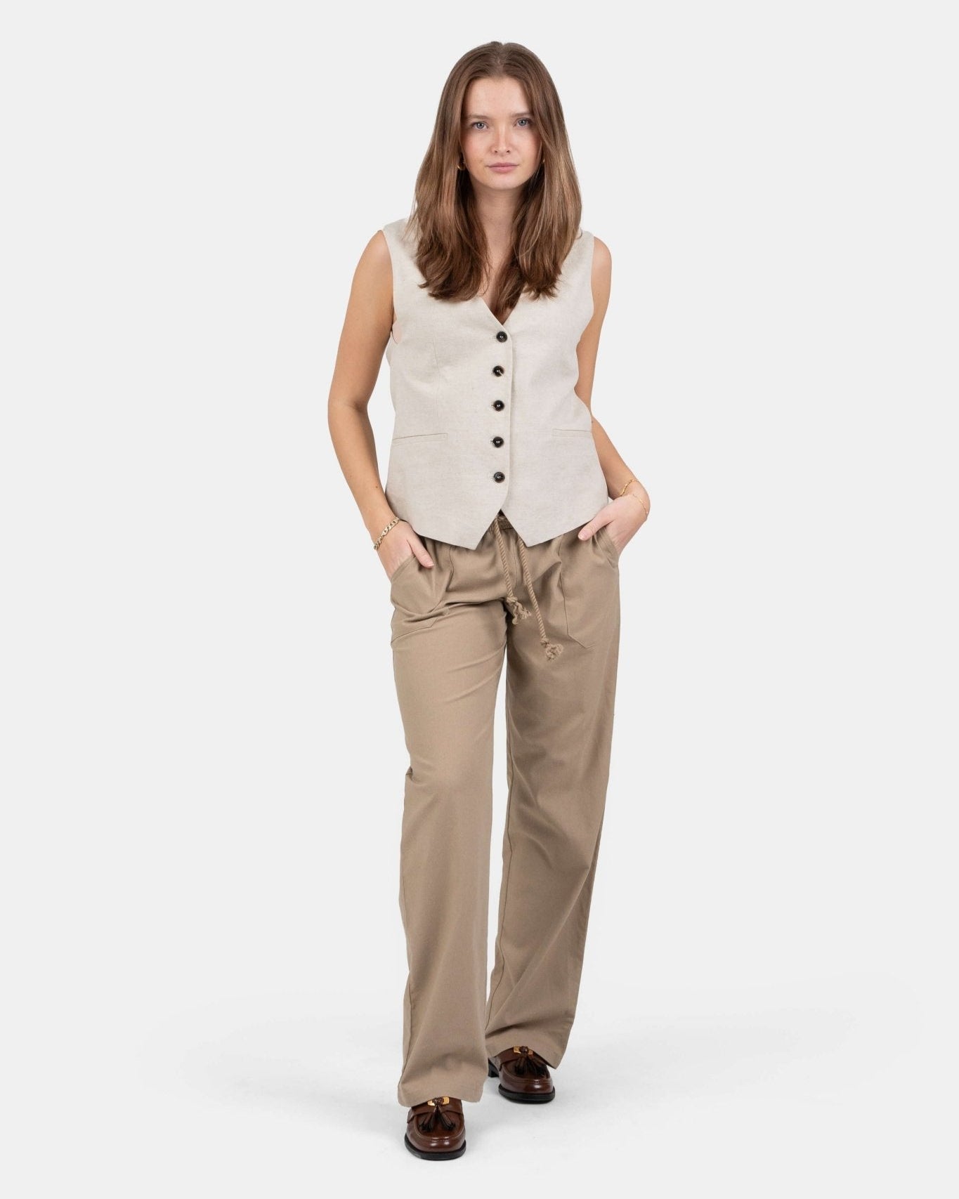 Heavyweight Hørbukser Lavtaljede Mokka | Skagen - clothing.dk